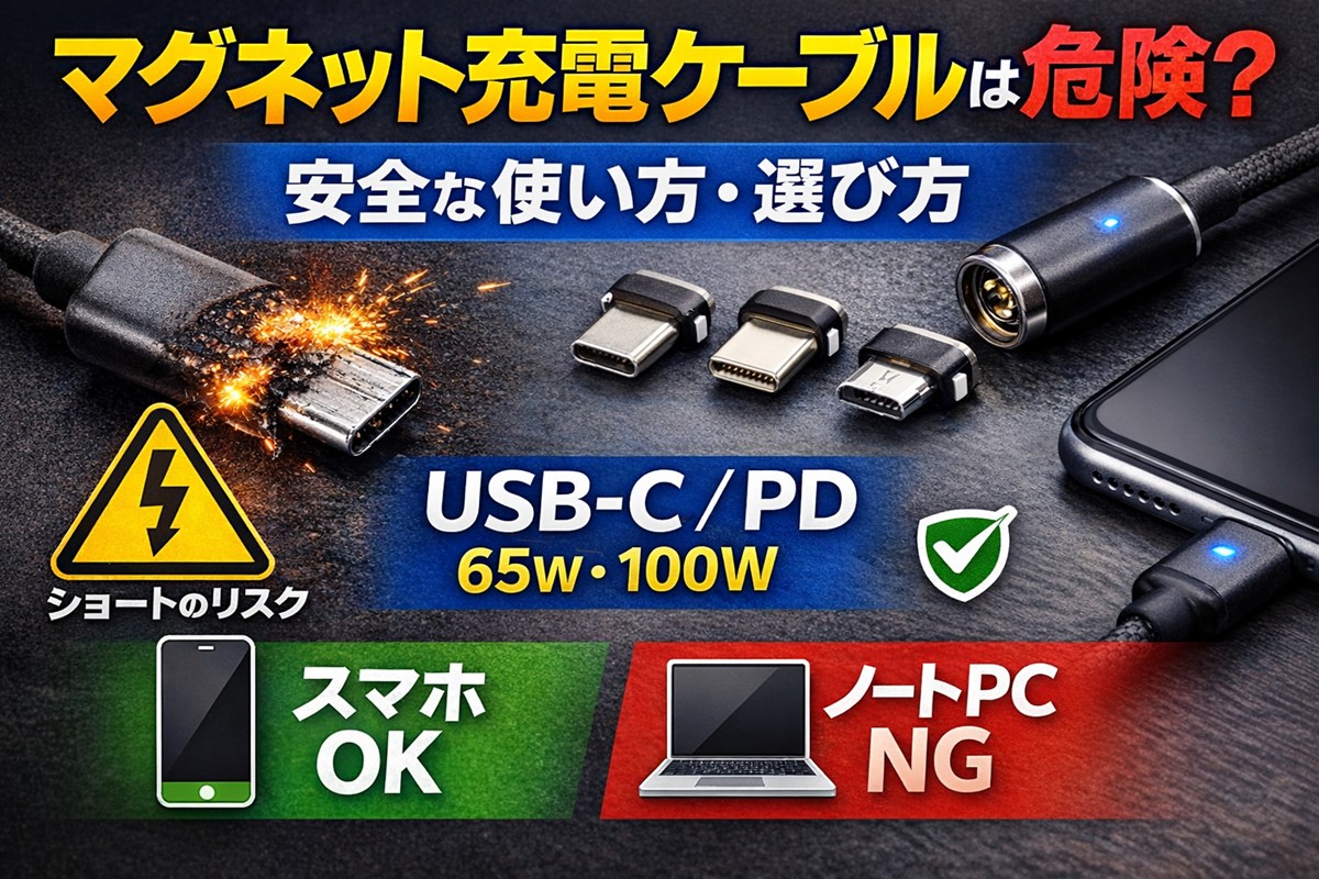 マグネット充電ケーブルは危険？安全に使う条件と選び方｜ショート対策・USB-C/PDの注意点
